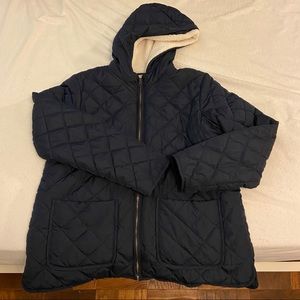 Old Navy Quilted Sherpa-Lined Hooded Jacket, L